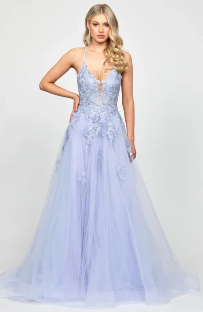 Bariano Rosalee Embellished Ball Gown In Blue
