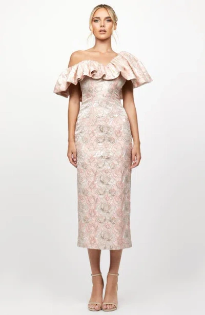 Bariano Scarlet One Shoulder Midi In Pink