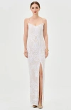 Bariano Sera Strappy Back Sequin Gown In White