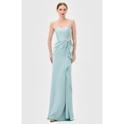 Bariano Sereya Strapless Gown In Blue