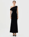 Bariano Thaliah Drape Off Shoulder Maxi In Black