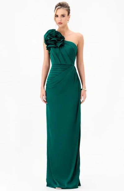 Bariano Vacation Asymmetric Gown In Green