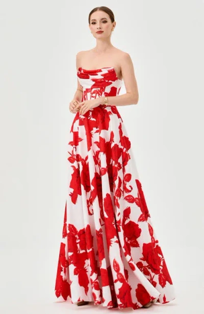 Bariano Virginia Corset Strapless Gown In Multi