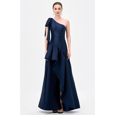 Bariano Yulitza Asymmetric Gown In Navy