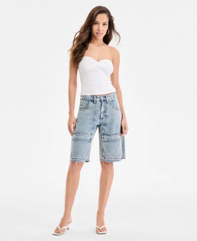 Bariii Bar Iii Women's Denim Cargo Shorts, Exclusively At Macy's