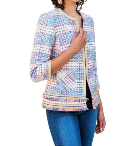 Bariloche Granjuela Fringe Jacket In Cream, Blue In Multi