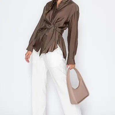Bariq Small Minimalist Shoulder Bag For Women, Faux Leather Underarm Purse, Chic Top Handle Handbag For Ev In Beige