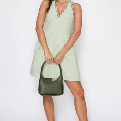 Bariq Small Minimalist Shoulder Bag For Women, Faux Leather Underarm Purse, Chic Top Handle Handbag For Ev In Green