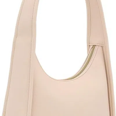 Bariq Small Minimalist Shoulder Bag For Women, Faux Leather Underarm Purse, Chic Top Handle Handbag For Ev In Neutral