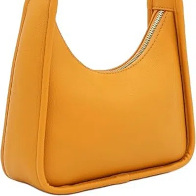 Bariq Small Minimalist Shoulder Bag For Women, Faux Leather Underarm Purse, Chic Top Handle Handbag For Ev In Orange