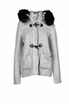 Bark Knit Coat Toggle Closure - Silver In White