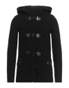 Bark Man Coat Black Size S Wool, Polyamide In Black