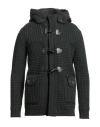 Bark Man Coat Dark Green Size L Wool, Polyamide In Black
