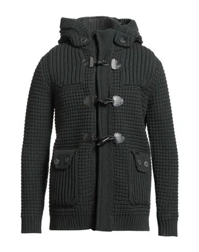 Bark Man Coat Dark Green Size L Wool, Polyamide In Black