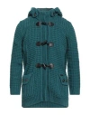 Bark Man Coat Deep Teal Size S Wool, Polyamide In Green