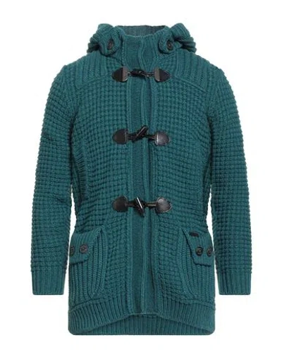 Bark Man Coat Deep Teal Size S Wool, Polyamide In Green