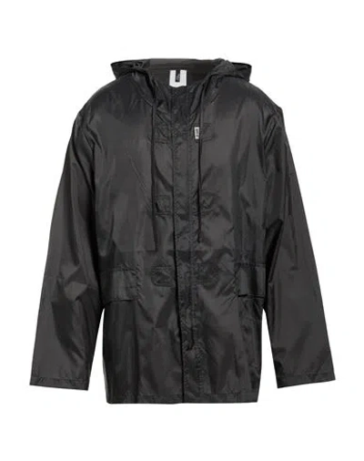 Bark Man Overcoat & Trench Coat Charcoal Size L Polyamide, Polyurethane In Black