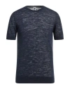 Bark Man Sweater Navy Size 44 Linen, Polyester In Navy Blue