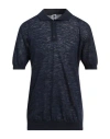 Bark Man Sweater Navy Size 44 Linen, Polyester In Navy Blue
