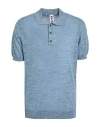 Bark Man Sweater Slate Blue Size 40 Linen, Polyester In Blue