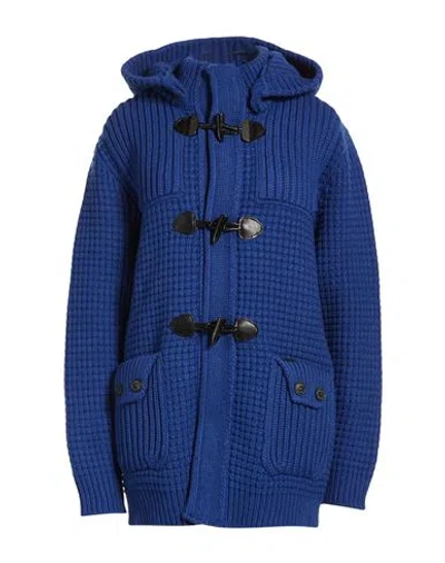 Bark Woman Coat Blue Size L Wool, Polyamide
