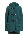 Bark Woman Coat Deep Teal Size S Wool, Polyamide In Green
