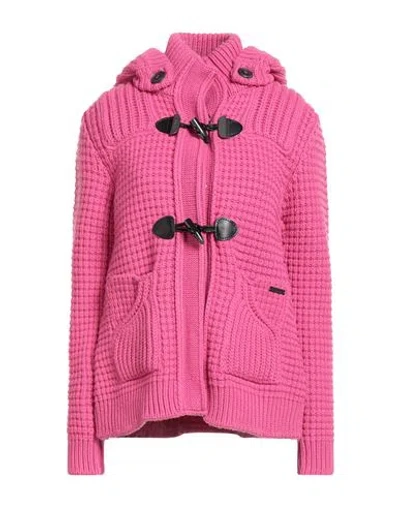 Bark Woman Coat Fuchsia Size S Wool, Polyamide In Pink