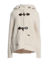 Bark Woman Coat Ivory Size L Wool, Polyamide In White