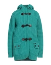 Bark Woman Coat Turquoise Size L Wool, Polyamide In Blue