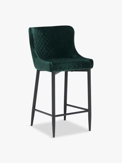Barker And Stonehouse Rivington Fabric Counter Stool In Dark Green Velvet