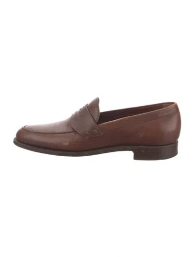 Pre-owned Barker Black Leather Loafers In Brown