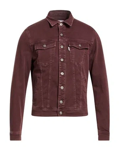 Barmas Man Denim Outerwear Burgundy Size L Cotton, Elastane