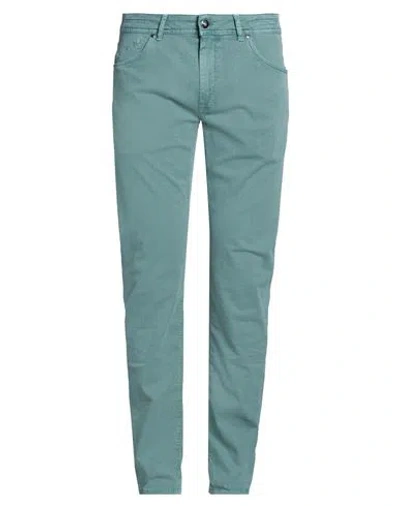 Barmas Man Jeans Deep Teal Size 34 Cotton, Linen, Elastane In Green