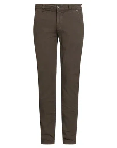 Barmas Man Pants Dark Brown Size 34 Cotton, Elastane