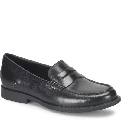 Bã¸rn Born Macie Br0061203 Penny Loafer Women's Black Leather Moc Toe Slip On Ver331