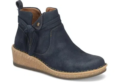 Bã¸rn Born Vaughn Br0062372 Boots Women'sm Navy Suede Wedge Ankle Bootie Zogg3045 In Blue