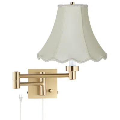 Barnes And Ivy Alta Gold Plug-in Swing Arm Wall Lamp With Creme Shade