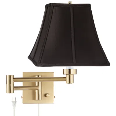 Barnes And Ivy Alta Square Black And Gold Swing Arm Plug-in Wall Lamp