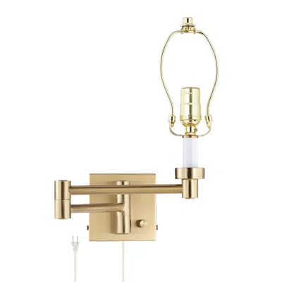 Barnes And Ivy Alta Square Warm Gold Swing Arm Plug-in Wall Lamp