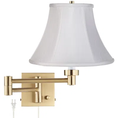 Barnes And Ivy Alta White Bell Warm Gold Swing Arm Plug-in Wall Lamp