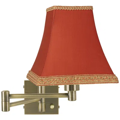 Barnes And Ivy Antique Brass Rust Shade Swing Arm Plug-in Wall Lamp