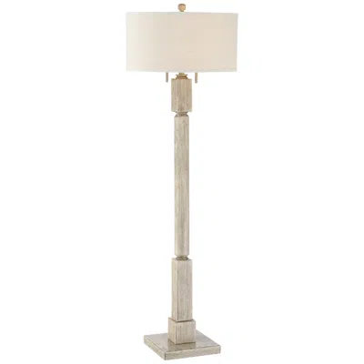Barnes And Ivy Baluster 63 1/2" Coastal Rustic Pickled Wood Floor Lamp