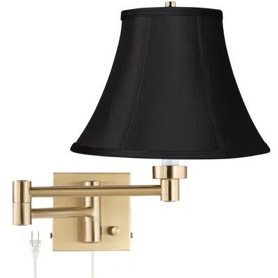 Barnes And Ivy Black Bell Alta Square Warm Gold Swing Arm Wall Lamp