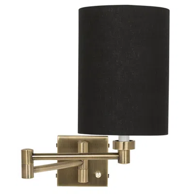 Barnes And Ivy Black Cylinder Shade Antique Brass Plug-in Swing Arm Lamp