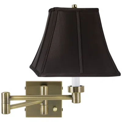 Barnes And Ivy Black Shade Antique Brass Plug-in Swing Arm Wall Lamp