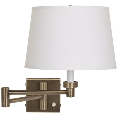 Barnes And Ivy Brass With White Linen Shade Plug-in Swing Arm Wall Lamp