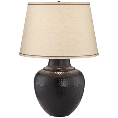 Barnes And Ivy Brighton 27 1/4" Hammered Pot Bronze Table Lamp
