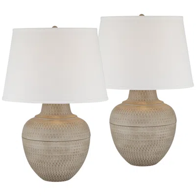 Barnes And Ivy Brighton Hammered Pot Farmhouse Table Lamps Set Of 2