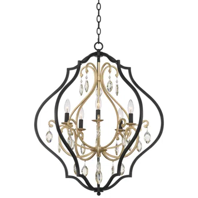 Barnes And Ivy Clara 26 1/2"w Black & Soft Gold 5-light Chandelier