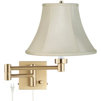 Barnes And Ivy Creme Bell Alta Square Warm Gold Swing Arm Plug-in Wall Lamp